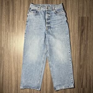 RAEY Wide Leg Jeans Women's 28 Blue Organic Cotton High Rise Button Fly EUC